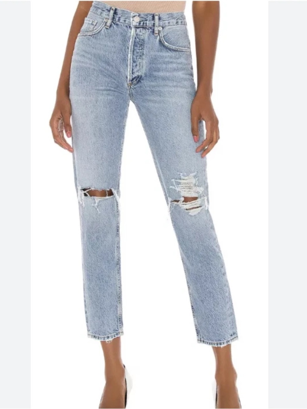 Agolde Women's Straight Ankle Ripped Jeans